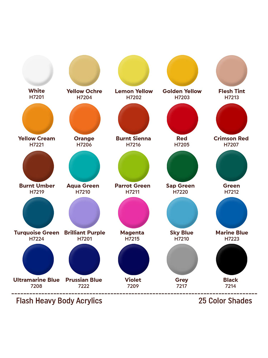 Heavy Body Acrylics – 25 Colors Set – Flashpaints